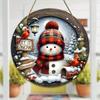 7.9" Christmas Wreath Centerpiece Decoration - Acrylic  Round Holiday Wall Door Hanging Ornament Snowman Christmas Home Decor