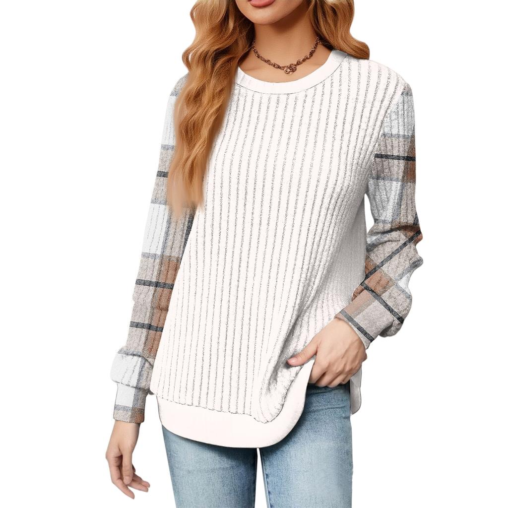 Fashionable Women's Long Sleeved Lightweight Sweater Loose Round Neck Top