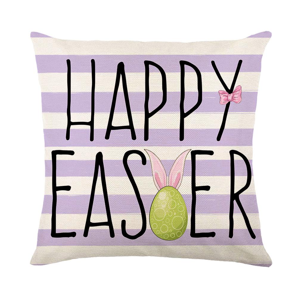 Cartoon Black and White Plaid Rabbit Print Pillow Cover Western Easter Home Living Room Cushion Cover Pillow
