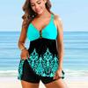 Women Two Pieces Print Tankini 2022 Sexy Bikini Swimdress Set Swimsuit Swimwear Bathing Sui Plus Size Plus Size Beachwear