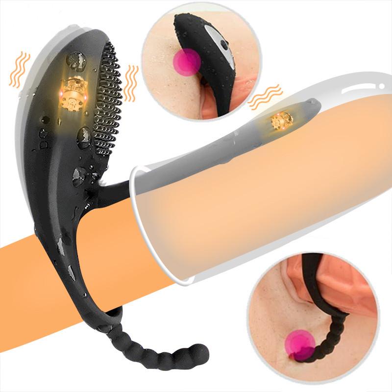 Vagina Pussy Female Masturbation Rechargeable Silicone Vibrating Penis Cock Ring Enhancer Toys For Adult Couple Sexy Toys Adult Products