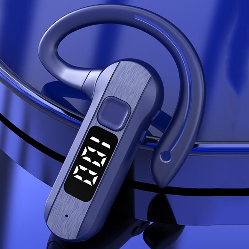 VAORLO LED Digital Display Ear-Hook Headphone With HD Microphone IPX7 Waterproof Earphones For Smartphones Sport Headset