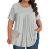Women's Fashion Casual  Solid Color Round Neck Short Sleeve Top Womens Plus Size Tops