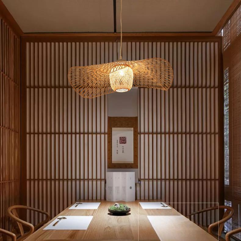 Chinese Style Bamboo Pendant Lights Creative Tatami Lights Lamp for Dining Room Restaurant Hanglamp E27 Suspension Luminaire
