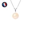 Pendant - - Genuine Freshwater Cultured Pearl 9-10 Mm Pink - White Gold - 42 Cm Chain