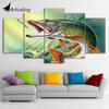 5 Piece Canvas Art Fishing Hooked Pike Fish Poster and Prints Canvas Painting Wall Pictures for Living Room Home Decor CU-1460A