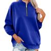 Women's Fashion Long Sleeve Loose Oversize Solid Color Half Zipper Neck Sweater Top With Pockets