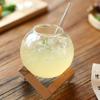 Cocktail Glass Cup With Wood Stand Creative Bar Glassware Drink Cup Ronud Ball Cocktail Mug Fruit Moon Juice Tumbler