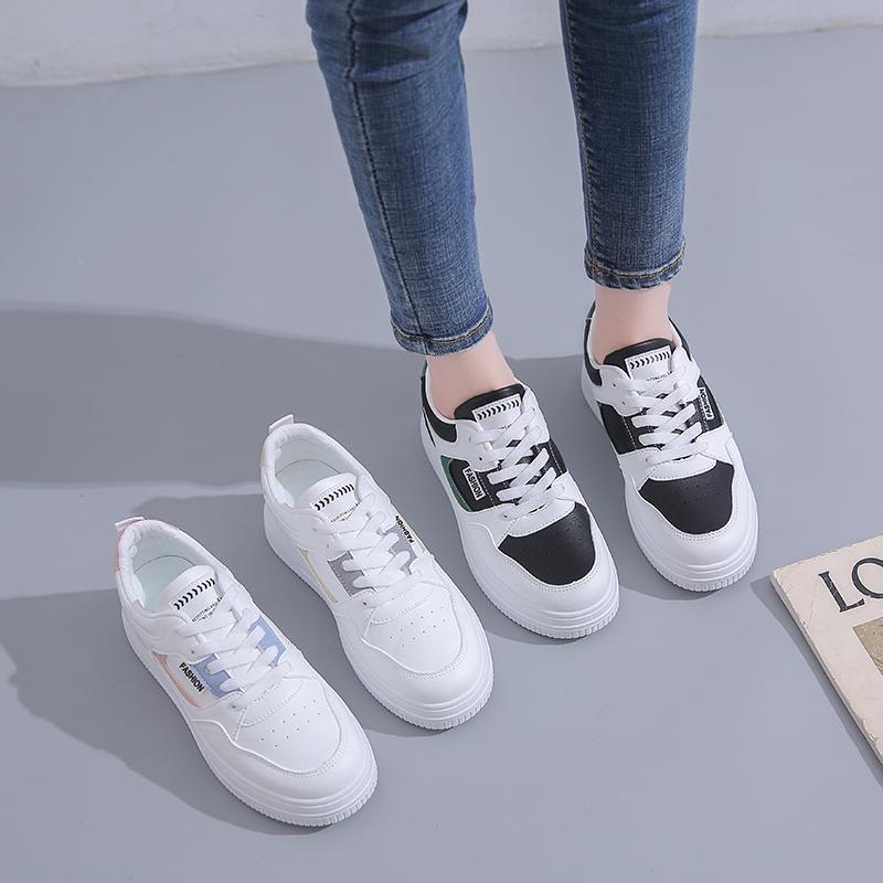 Korean Women's Sports Shoes - White Shoes, Thick Soled Women's Flat Shoes, Fashionable Student Casual Walking Shoes