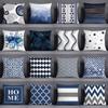 Blue Gray Geometric Pattern Decorative Pillowcase Cushion Cover Pillowcase Sofa Home Decor
