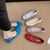 Shoes Flat-soled One-pedal Women's Face Round Head Grandma Spring Soft-soled Ballet Single Shoes Satin