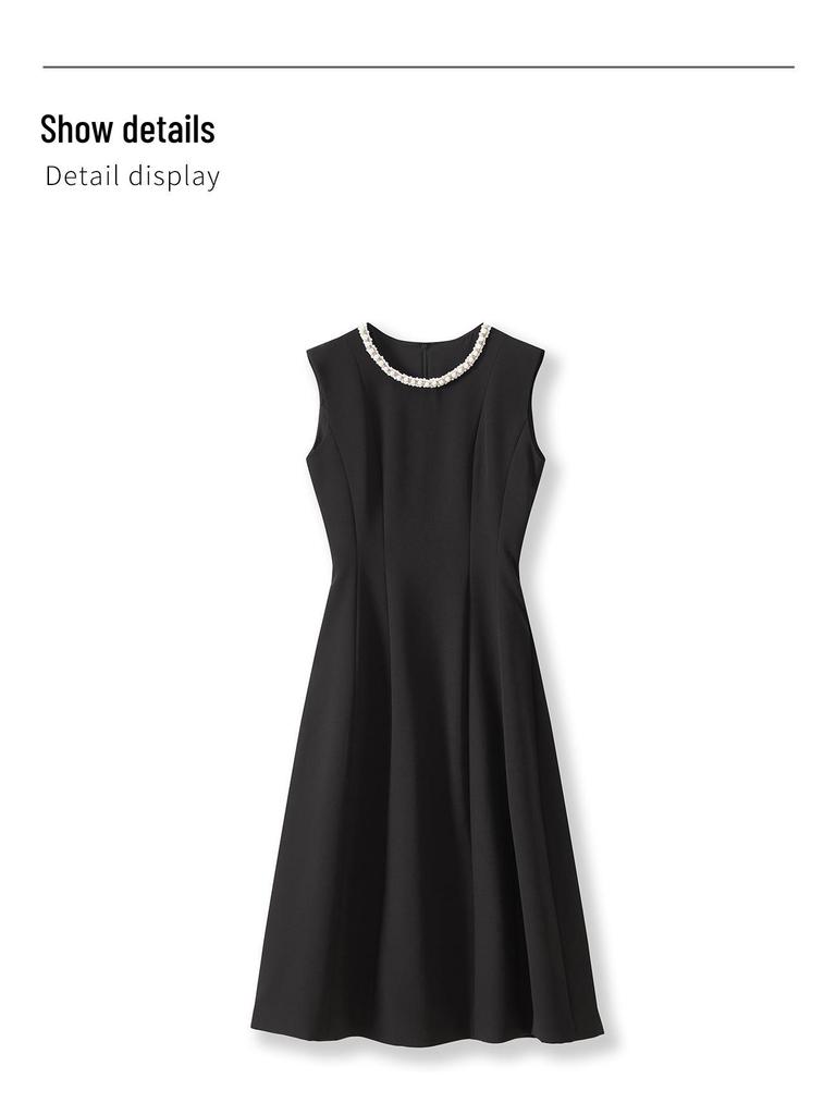 Early Autumn Light Luxury Hepburn-Style Sleeveless Waist-Hugging Dress for Women