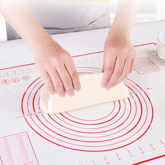 Silicone Baking Mat Non-Stick Pastry Dough Rolling Mat with Measurement Marks Heat-Resistant Cookies Fondant Making Mat Thick Baking Pad