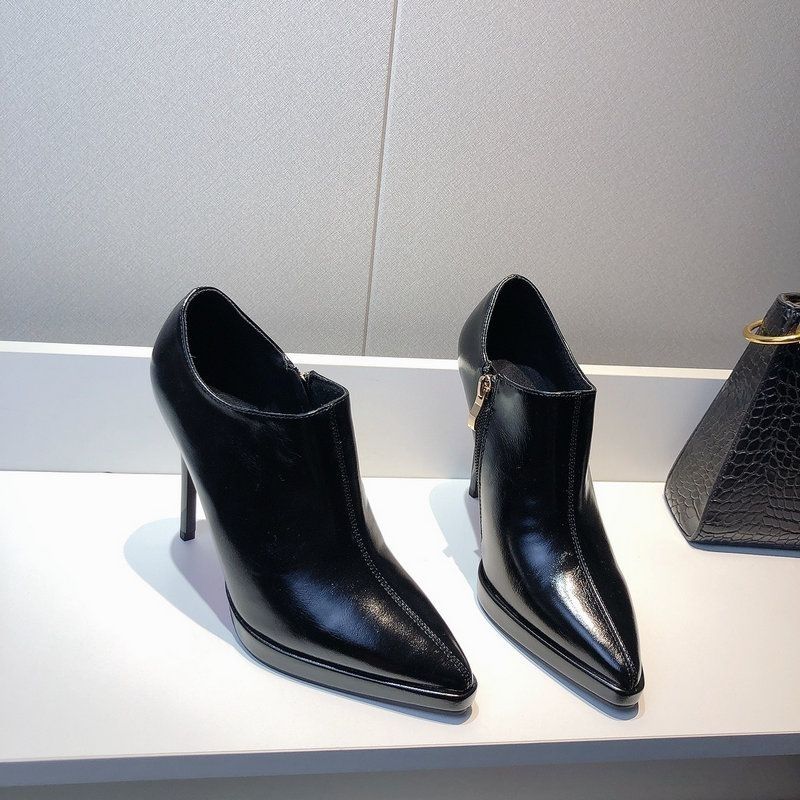 Мода FHC 2024 Новые женские ботильоны на высоком каблуке, ботильоны до щиколотки, осенние туфли на платформе, острый носок, боковая молния, черный, бежевый, коричневый, дропшиппинг