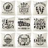 Easter Pillow Cover Black and White Plaid Polyester Printed Pillow Cover Sofa Cushion Cover Home