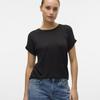 Short-sleeved T-shirt with Turn-up Cuffs Fine Knit Round Neck Brianna Women VERO MODA
