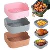 21cm Silicone Air Fryers Oven Baking Tray Pizza Fried Chicken Airfryer Reusable Basket Mat Non-Stick Square Air Fryer Pan