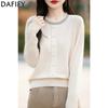 Women's Fashion Casual Fall Winter Solid Color Print Long Sleeve O-Neck Sweaters