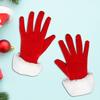 1 Pair Winter Christmas Gloves Thick Plush Trim Anti-slip Elastic Keep Warm Windproof Santa Claus Cosplay Performance Prop