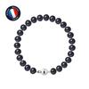 Bracelet - - Genuine Freshwater Cultured Pearl 7-8 Mm - 925 Silver - Ball Clasp - Black