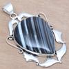 Pendant Grey Botswana Agate Gemstone Mother's Day Gift Silver Jewelry 2.5"