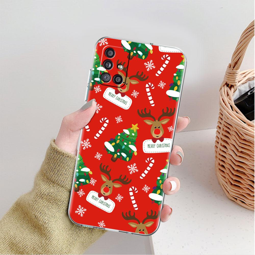 Snow Merry Christmas Clear Case For Samsung Galaxy A52 A12 A51 A32 A21s A71 A32 A22 50 A70 A31 A72 5G Phone Cover