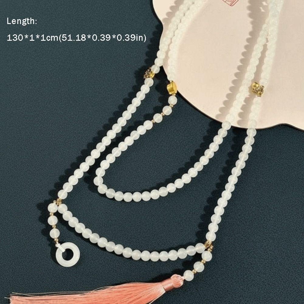 108 Beadeds Fringe Chinese Style Necklace Traditional Cheongsam Sweater Chain Necklace  Women Girls
