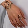 Boho-Chic Leopard Print Open Cuff & Ring Set , Perfect for Casual Attire or Vacation