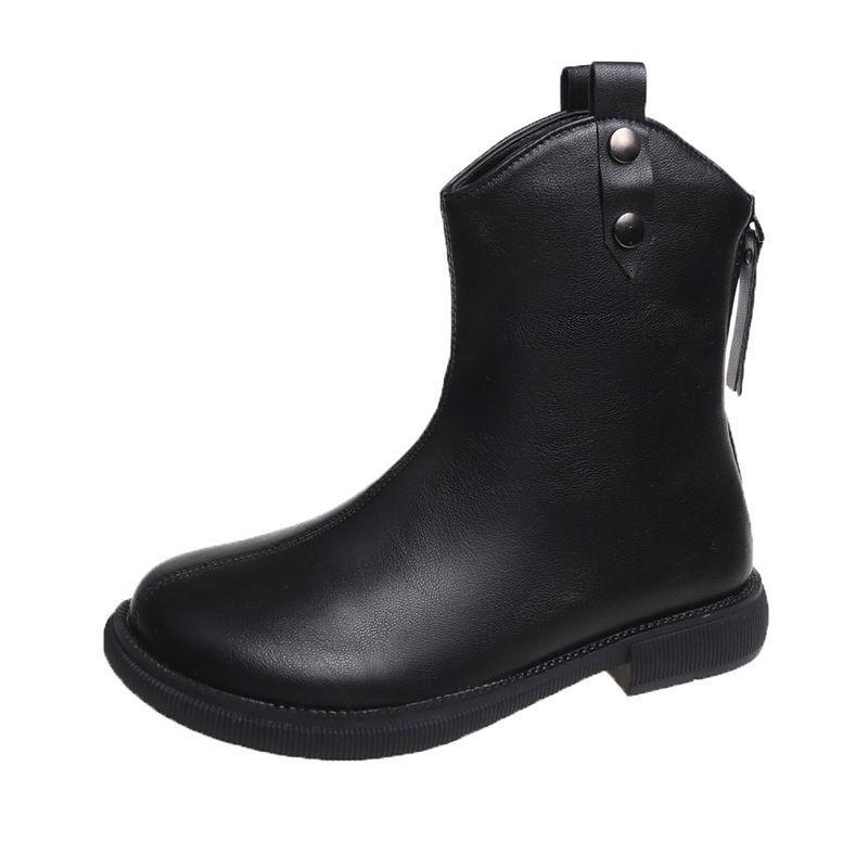 Fashion Elegant with Low Heels Female Ankle Boots Black Leather Footwear Short Shoes for Women Booties Biker 2024 New Hot Sale Gyaru In