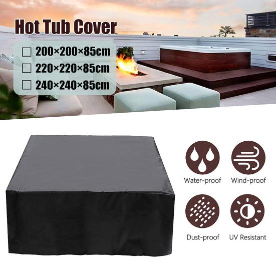 Outdoor Weatherproof Hot Tub Cover Waterproof Fabric Adjustable Drawstring Design UV-Resistant Heavy