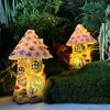 Pastoral Solar Decorative Lamp Resin Ambient Decoration Light Tree House for Outdoor Pathway Yard Decoration for Patio Lawn Deco
