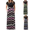 Women Casual Loose Geometric Print Sleeveless Dress Long Skirt