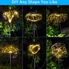 Solar Garden Lights Outdoor Waterproof Firework String Light Smart for Yard Decorative Outside LED Sparkler Lamp 8 Lighting Mode