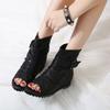 Roman Sandals Women's Wedge Heel 2025 Spring Fashion New Fish Mouth Middle Heel Women's Shoes Inner Height Increase Belt Buckle Cool Boots