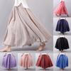 Women Double Layer Linen Maxi Skirt Pleated Vintage Boho Maxi Long Casual Cotton Beach Skirt Dress