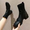 Female Ankle Boots Sock Short Shoes For Women Elastic Booties Brown Footwear Comfortable And Elegant On Offer Korean Style Pu