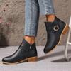 Retro Short Boots, New Large-sized, Thick-heeled, Round-toed and Bare Boot Women's Shoes