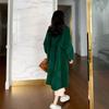 Women Solid Faux Fur Coat Lady Thick Outwear Winter Warm Long Coat Female Elegant Green Overcoat