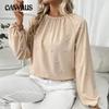 Women's Temperament Elegant Beaded Long-sleeved Shirt Drawstring Pullover Shirt