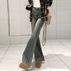 Micro Flare Jeans Women Nostalgic Blue Design Sensibility Autumn and Winter Thin and Versatile Horseshoe Pants Retro Baggy Long Jeans for Ladies