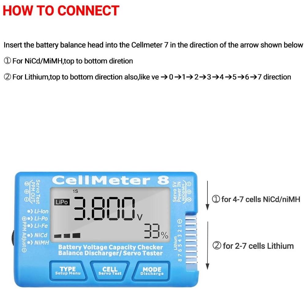 RC Cellmeter 8 Digital Battery Capacity Checker Controller Tester Voltage Tester