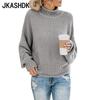 Women's Fashion Casual Fall Winter Solid Color Print Long Sleeve High Neck Sweaters