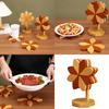 Heat Resistant Wooden Trivet Set Countertop Protectors Natural Wood Pinwheel Shape Placemat For Hot Dishes Pots Pans