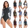 Women's Long Sleeve Zipper Rash Guard Swimsuit Sun Protection One Piece Surfing Wetsuit