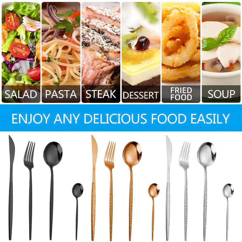 Набор столовых приборов из 24 предметов для 4 наборов столовых приборов из нержавеющей стали. Набор столовых приборов включает вилки, ножи.