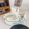 H1359 Hong Kong Style Niche Explosion High-top Canvas Shoes Women's Shoes 2024 New Ulzzang Versatile Design Board