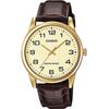 Men's Leather Band Wrist Watch MTP-V001GL-9B