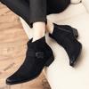Retro Autumn Winter Chelsea Boots Men Winter Casual Oxfords Shoes Male High Top Sneakers Western Ankle Boots High Heels Footwear
