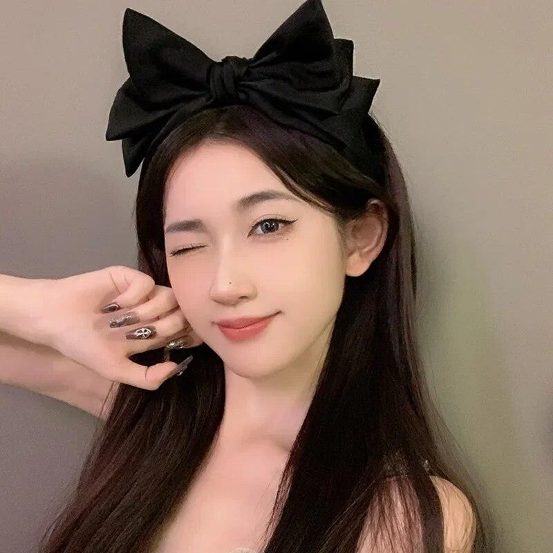 Fashion Black Bow Head Band Big Size 3D Hair Hoop Women Elegant Barrettes Headwear Girls Hair Accessories