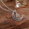 Fashion Silver Color Crescent Moon Irish Celtics Triquetra Knot Pendant Necklace Amulet for Women Men Supernatural Jewelry